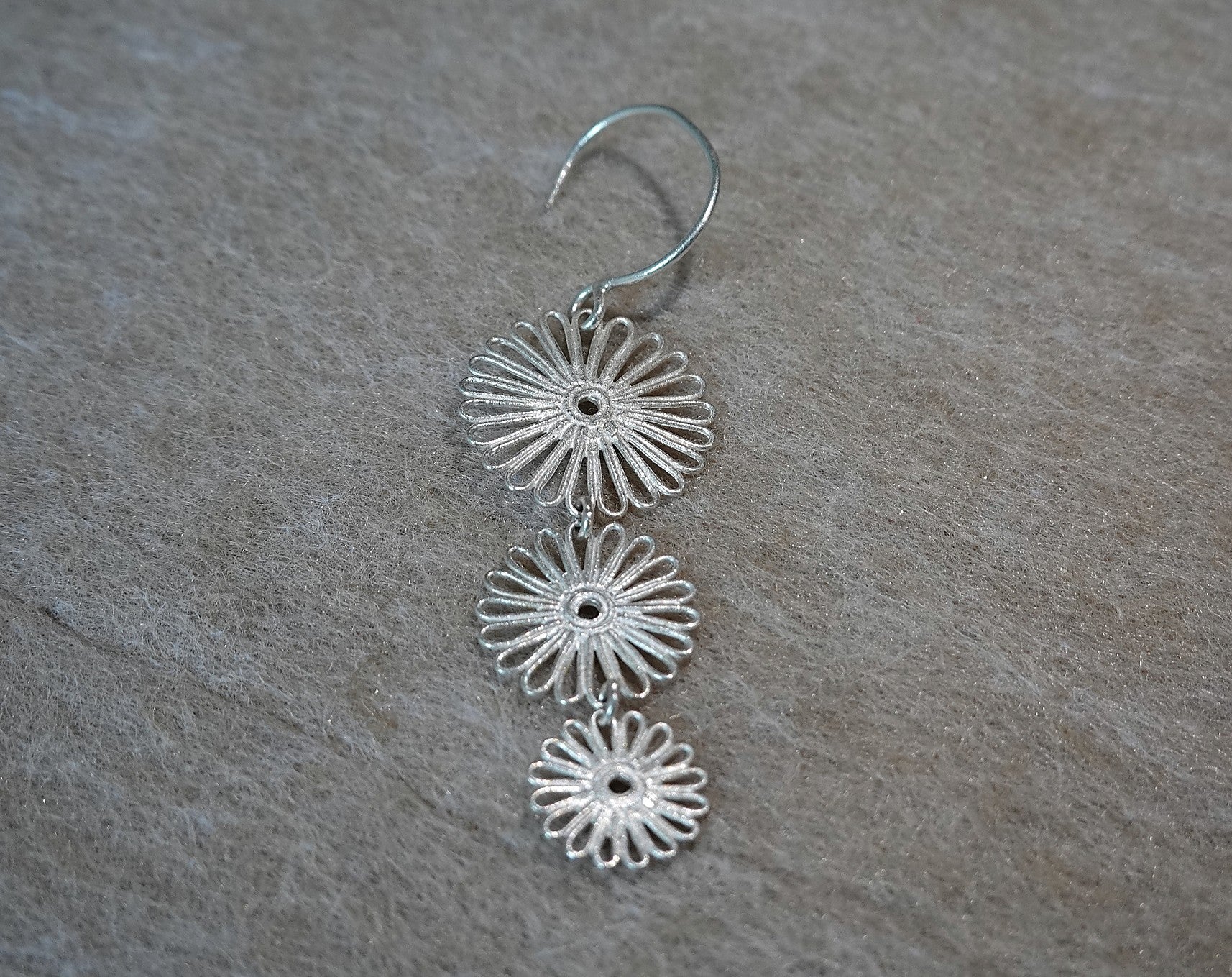 Handmade S999 silver Daisy Chain Drop earring with floral handmade details