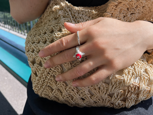 LIOMON Ember Star silver ring worn in natural everyday styling