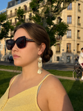Yi-inspired silver tassel earring with engraved handmade details