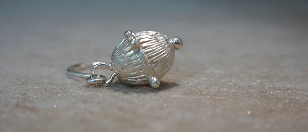 LIOMON handmade S999 silver Lantern Pearl Drop earring with detailed silverwork