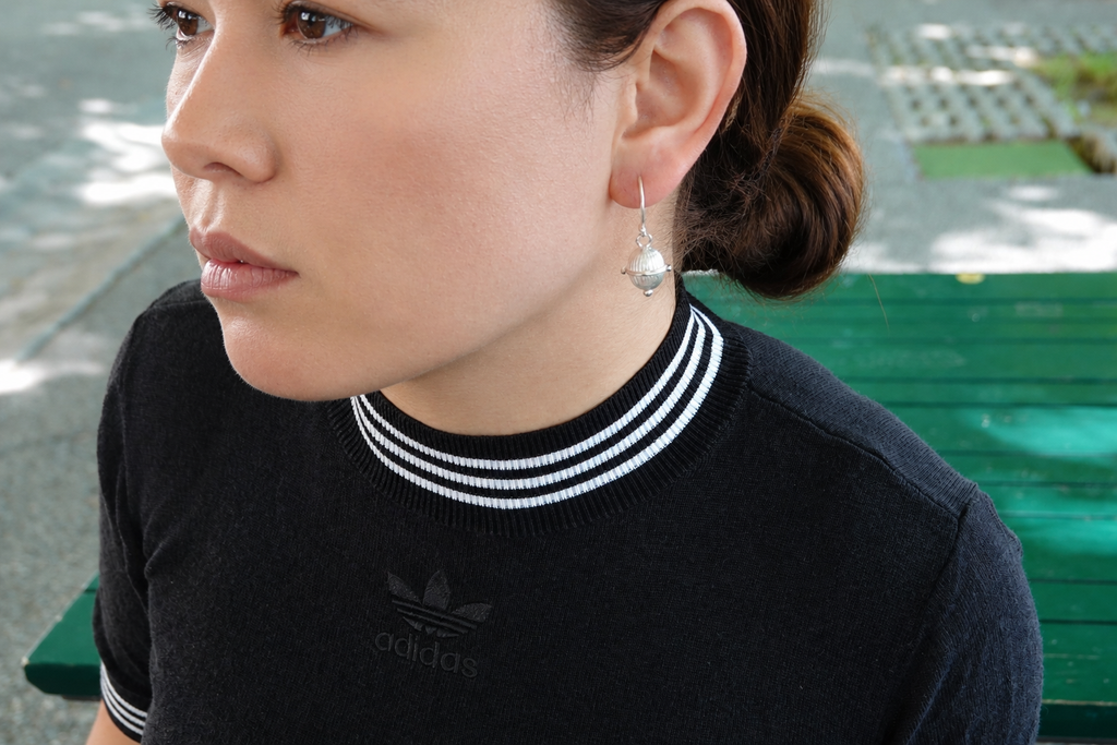 LIOMON handmade S999 silver Lantern Pearl Drop earring with detailed silverwork