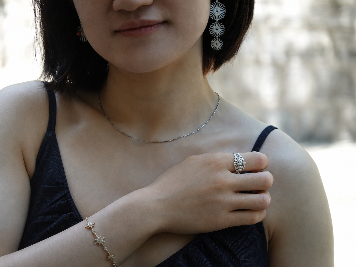 LIOMON Queen’s Crown silver ring worn in natural everyday styling