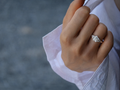 LIOMON Silver Rose Bloom silver ring worn in natural everyday styling