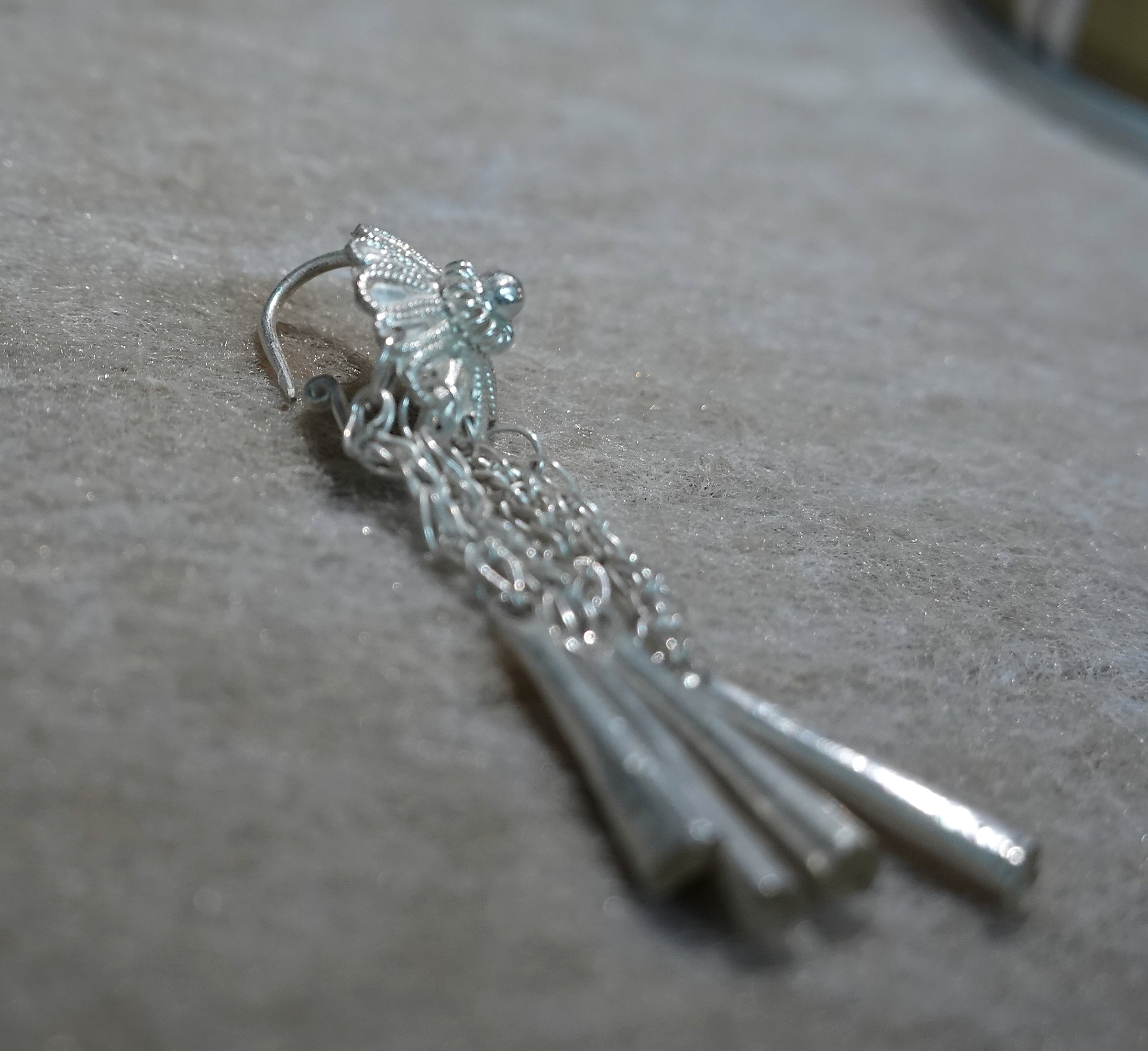 Handmade S999 silver SOMA Tassel Drop earring inspired by Yi culture