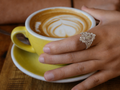 LIOMON Sunlit Leaf silver ring worn in natural everyday styling